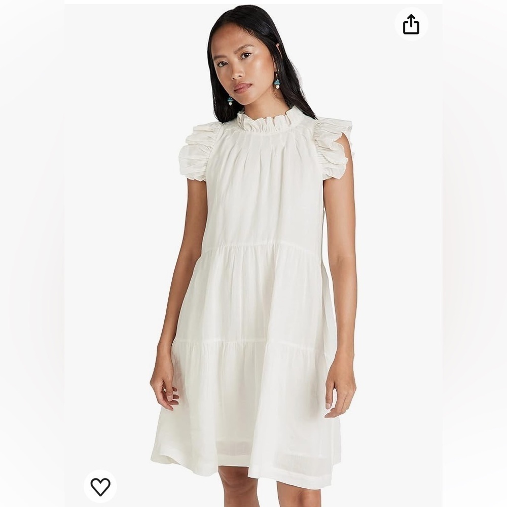 Sea New York Waverly white flutter sleeve tiered dress. Size 00
